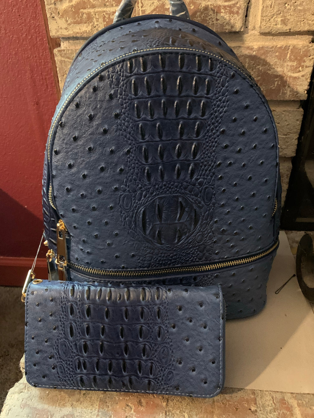Navy blue backpack purse