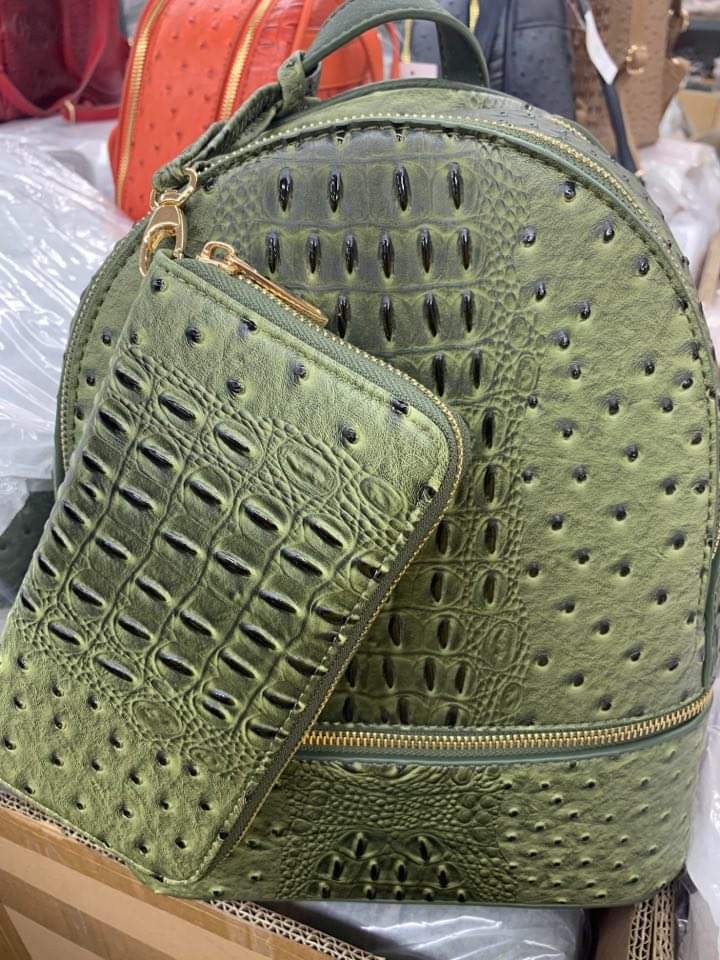Olive backpack purse